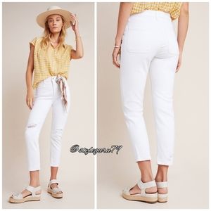 NWT, Pilcro Ultra High-Rise Slim Straight White Jeans